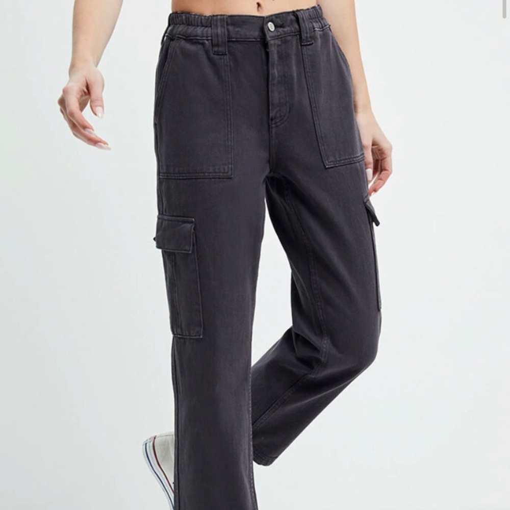 Almost black utility cargo pants